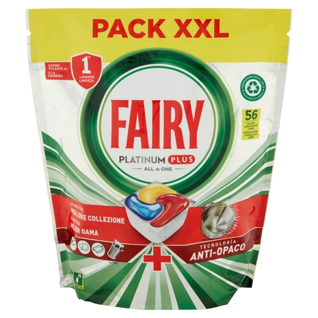 Fairy Pastiglie Lavastoviglie Platinum Plus Anti-Opaco, Detersivo Piatti Limone, 56 Capsule 869 g